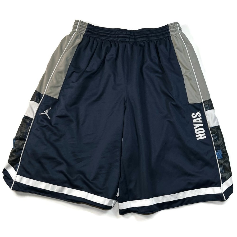 Authentic Jordan Georgetown University Hoyas Basketball Shorts Mens XL Blue Nike